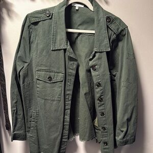 Skies Are Blue Olive Button-Up Jacket